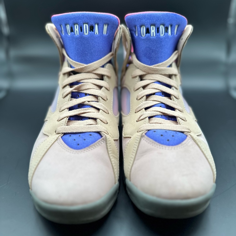 Air Jordan High-Top Sneakers in Tan and Purple